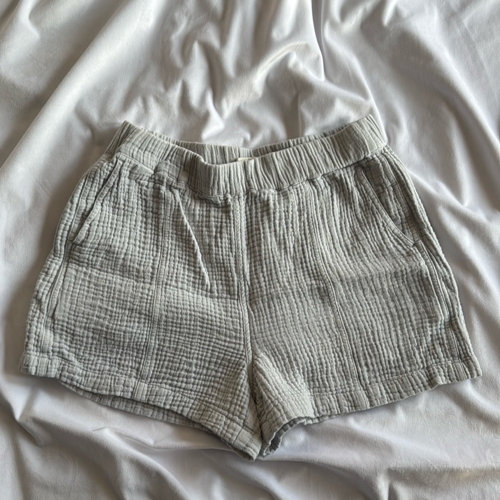 Madewell 100% Cotton Light Grey Gauze Shorts with Pockets